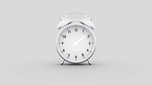 White Alarm Clock Hands Moving Time Lapse