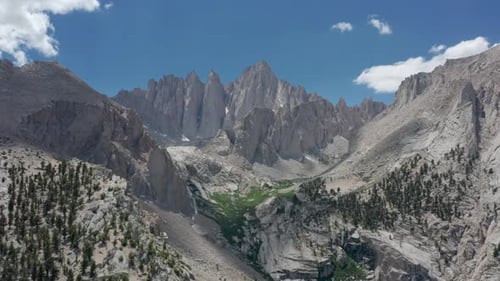 Aerial Scenic Mountain Landscapes with Blue Sky Clouds on Motion Background
