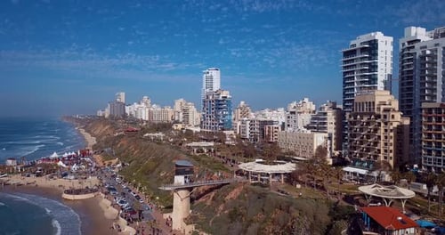Coast And The City Of Netanya In Israel