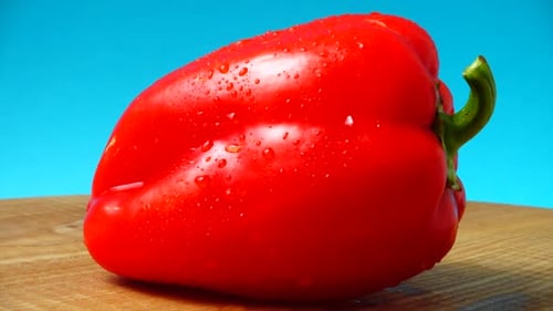 Fresh Red Bell Pepper with Water Droplets