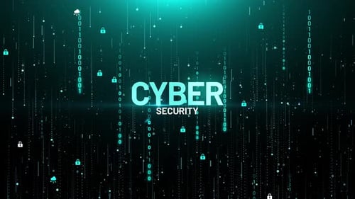 Cyber Security Binary Matrix Digital Animation with Lock Icons