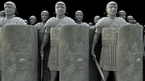 3D Animation of Roman Soldier Statues in Formation