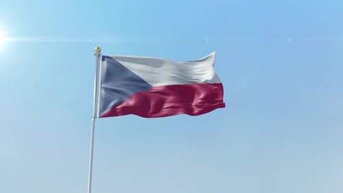 Czech Republic Flag Waving Against Blue Sky