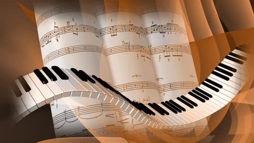 Abstract Piano Keyboard and Sheet Music Loop Animation