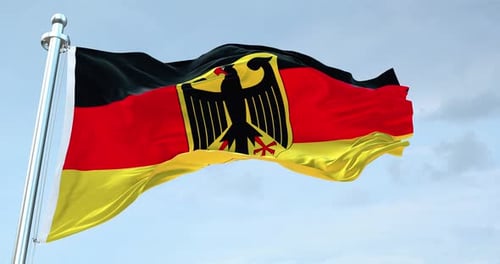 Waving German Flag With Federal Eagle Emblem