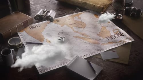 Vintage Travel World Map Country Malaysia Location