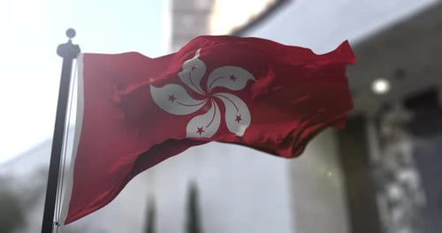 Realistic Waving Hong Kong Flag Animation