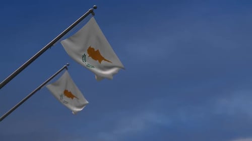 Cyprus Flags In The Blue Sky - 2K