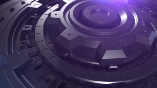 Futuristic 3D Rotating Mechanism Tech Background Animation