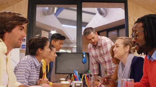 Diverse Team Collaborating During a Business Meeting