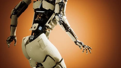 Humanoid Robot Back View 3D Rotation Animation