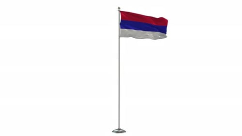Realistic Waving Flag on Metal Pole 3D Animation
