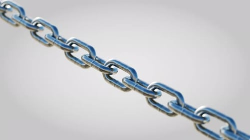 A metal chain is blown to pieces. Breaks chains. Regains freedom. Break free.