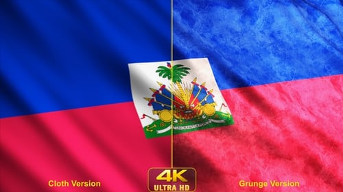 Realistic Waving Haiti Flag Animation with Clean and Grunge Textures