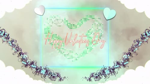 Happy Valentine's Day Decorative Heart with Glowing Frame Animation
