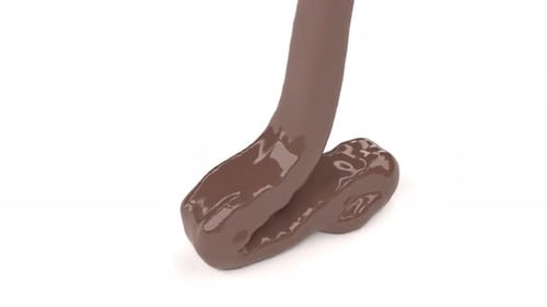 Realistic 3D Brown Liquid Chocolate Pouring and Splashing