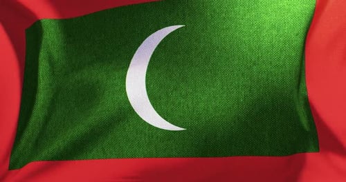 Maldives National Flag Waving in Realistic Fabric Style