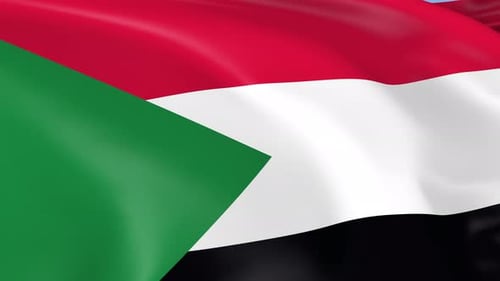 Waving Flag of Sudan Realistic Loop Animation