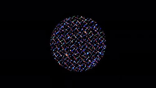 Flickering Glitch Sphere Particle Light Streaks Abstract Background