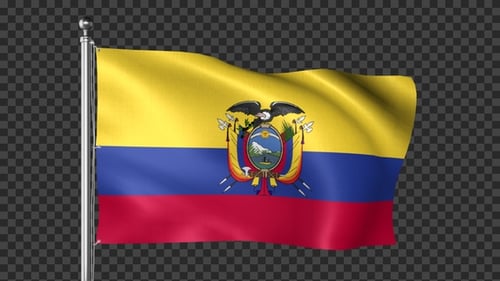 Realistic Waving Ecuador Flag Loop with Alpha Channel