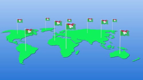 Animated World Map Flags Display