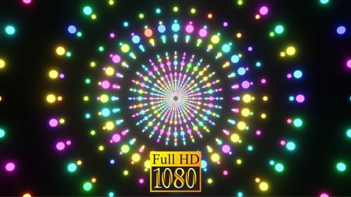 Ring Tunnel Of Neon Balls HD