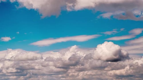 Timelapse of Cumulus Clouds Moving in the Blue Sky