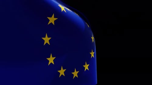 European Union Flag Waving Seamless Loop with Alpha Channel