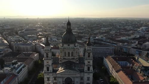 Aerial view of St. Stephen's Basilica (Szent Istvan-bazilika), Budapest, Hungary