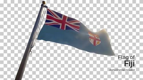 Fiji National Flag Waving in Wind with Alpha Channel