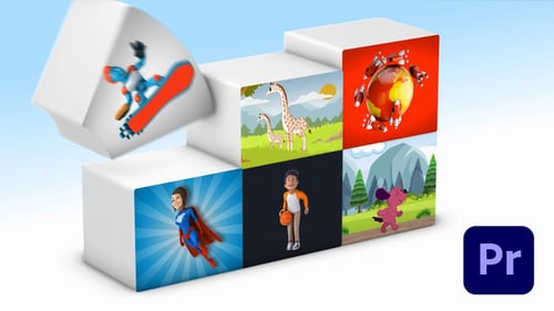 Animated Cube Grid Logo Reveal with Media Boxes for Brand Presentation