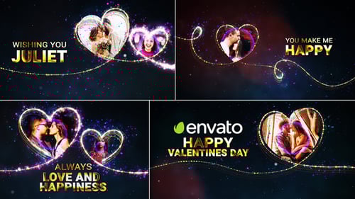 Romantic Golden Hearts Particle Reveal for Valentine's Day
