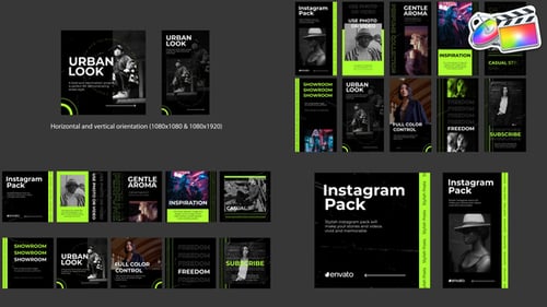 Dynamic Instagram Posts and Stories Pack with Neon Accents