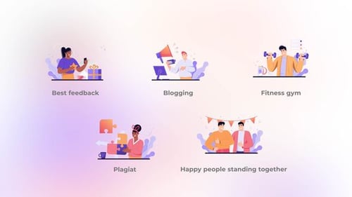 Happy People Standing Together - Gradient Concept