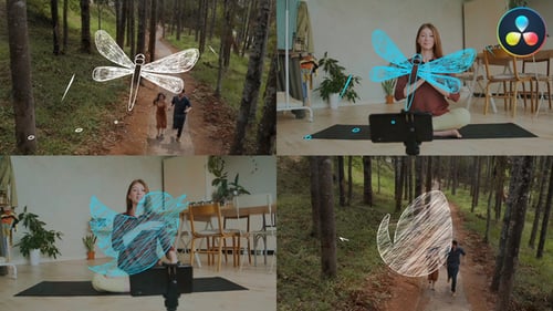 Sketch Dragonfly Logo for DaVinci Resolve