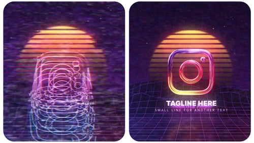 Retro Glitch Logo and Text Reveal