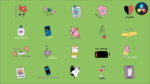 Playful Hand-Drawn Animated Titles and Doodle Icons Pack