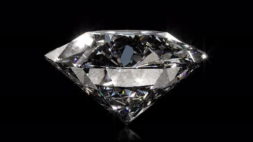 Animated Sparkling Diamond Rotation on Black Background