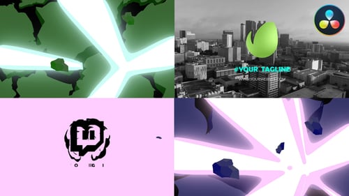 Exploding Wall logo Opener for DaVinci Resolve