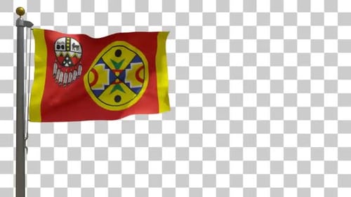 Waving Indigenous Flag with Cultural Symbols on Transparent Background