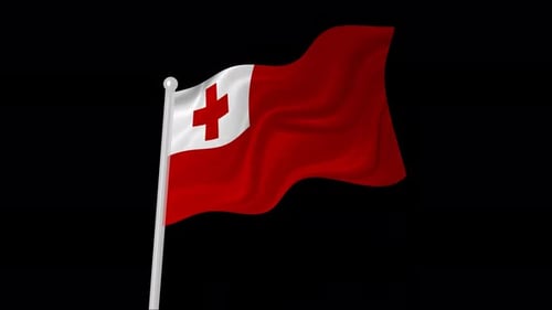 Tonga Flag Waving Loop Animation