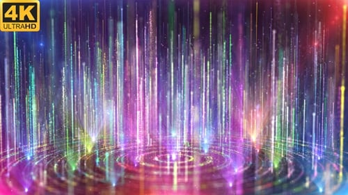 Vibrant Light Beams and Sparkling Particles Abstract Background