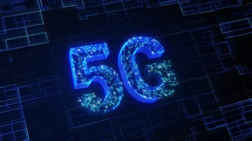 Glowing Blue 5G Technology Data Network Background