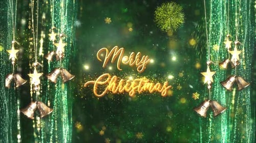 Glowing Christmas Title Reveal with Festive Bells and Stars