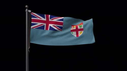 Fiji National Flag Waving in Realistic 3D Animation
