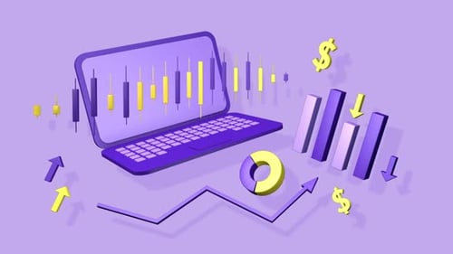 Financial business animation 3D on a seamless loop