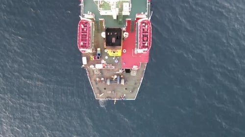 Cargo Ship Aerial View at Sea, Shipping Footage