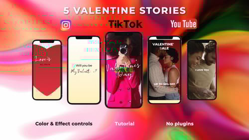 Valentine's Day Social Media Stories with Dynamic Text and Abstract Background