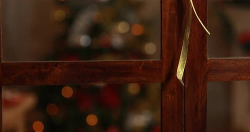 Festive Window with Christmas Ornaments Decoration