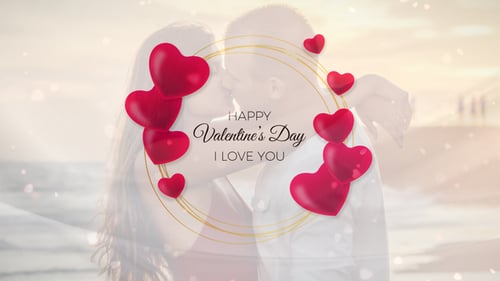 Romantic Valentine's Day Intro with Animated Hearts and Text